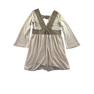 Les Soeurs Cream Crochet Trim Bell Sleeve Tunic S Whimsygoth Cottagecore Linen